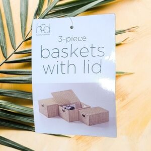 Set of 3 Baskets With Lids